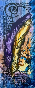 Encaustic Art on Paper Stamps Feather